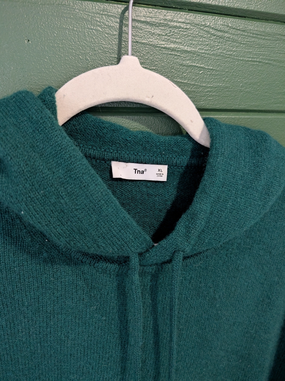 TNA Teal Wool/Cashmere Knit Hoodie Sweater